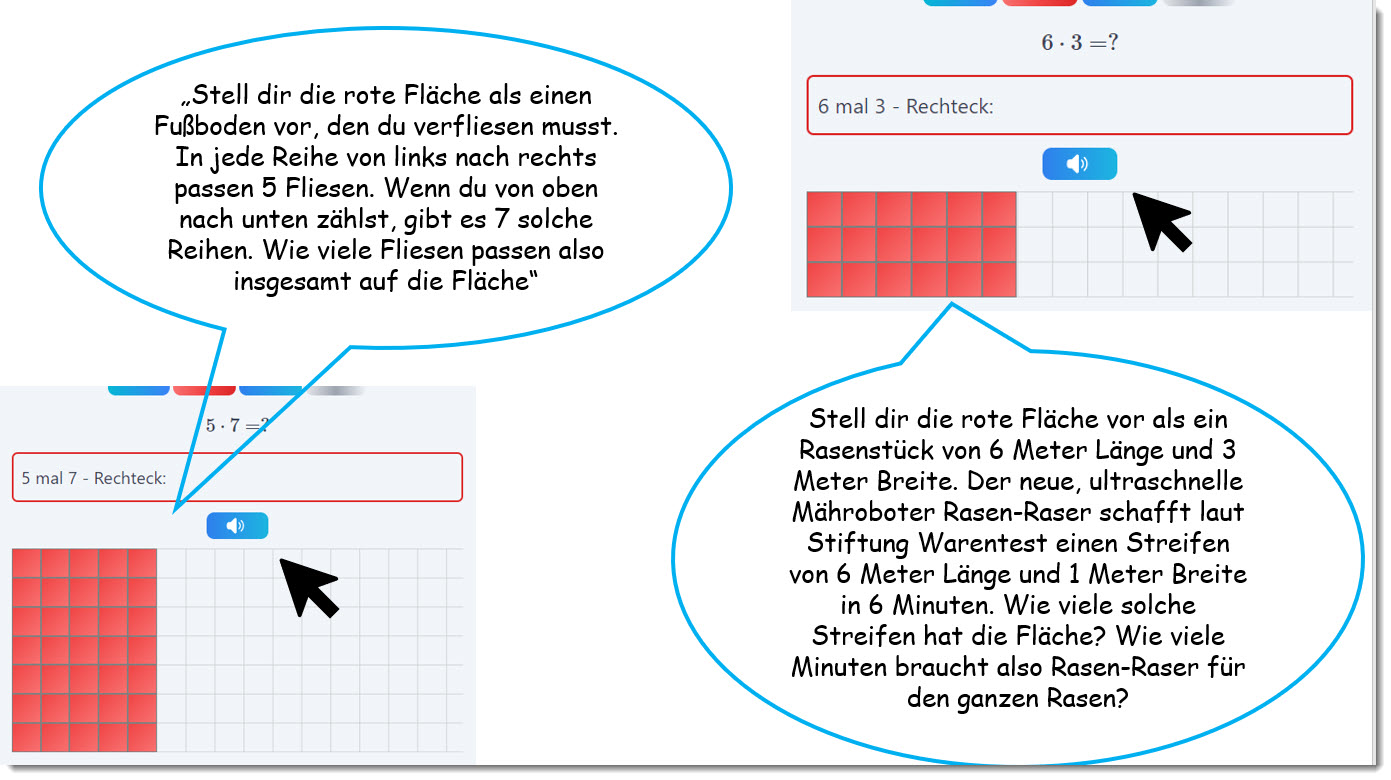 Ergänzende Sprachausgabe bei der Einmaleins - Hilfe