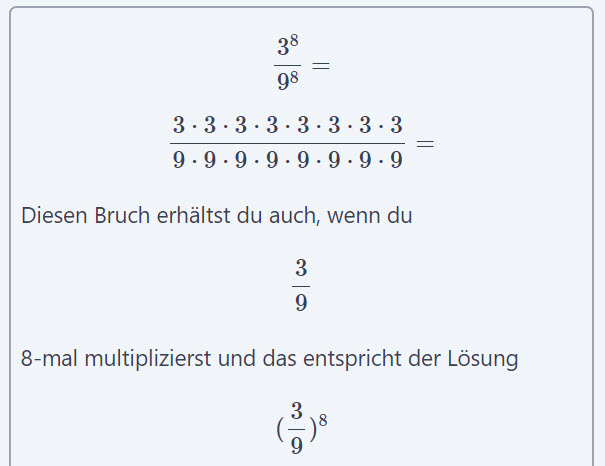 Dividieren von Potenzen bei gleichem Exponenten! Klingt schwierig, aber vereinfacht vieles!