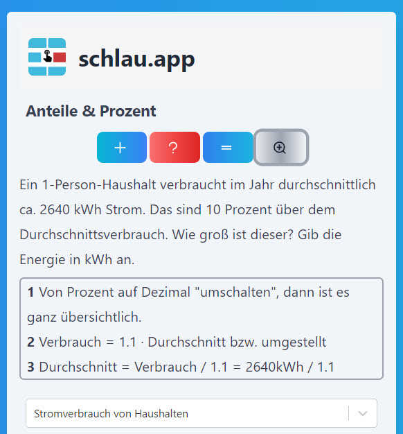 Prozentrechnung, Stromverbrauch: Explainer