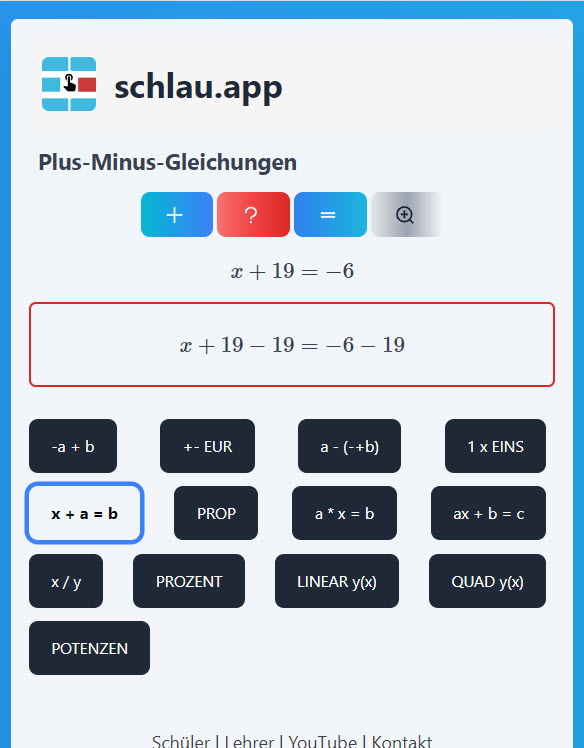 Plus-Minus-Umstellen: Hilfe